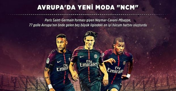 Paris Saint-Germain forması giyen Neymar-Cavani-Mbappe, 77 golle Avrupa'nın önde gelen