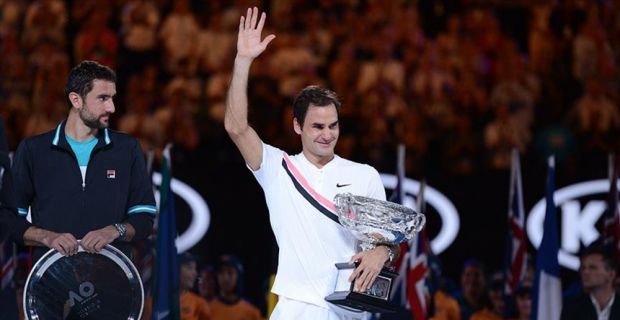 Tek erkekler finalinde Hırvat Cilic'i 3-2 yenen İsviçreli tenisçi Federer,