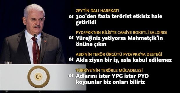 Başbakan Yıldırım, terör örgütü PYD/PKK'nın Kilis'e yönelik roketli saldırısına ilişkin,