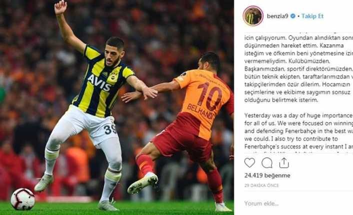 Fenerbahçe’nin Cezayirli oyuncusu Yassine Benzia, derbide oyundan çıkarken gösterdiği tepki
