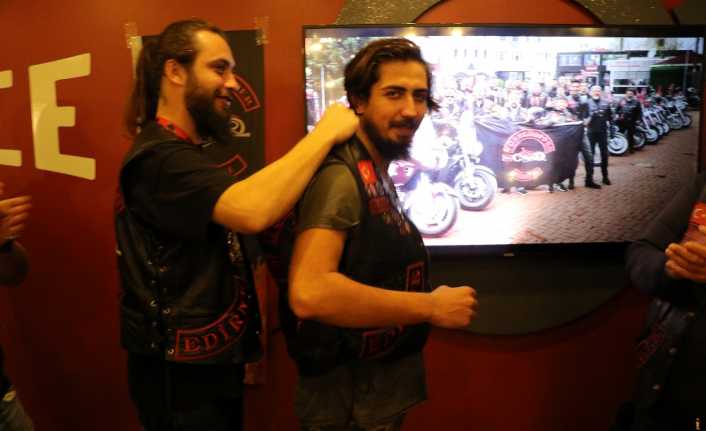 Edirne’de, Türk Chopper Motor Kulübü (TCMK) üyelerinin yelek giyme törenleri