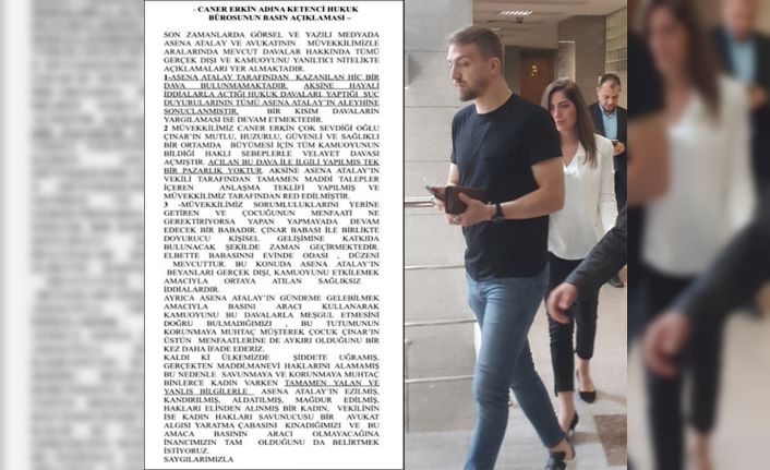 Beşiktaşlı futbolcu Caner Erkin, Twitter hesabından avukatları aracılığıyla eski eşi