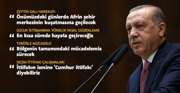 Cumhurbaşkanı Erdoğan, Zeytin Dalı Harekatı'na ilişkin, önümüzdeki günlerde Afrin şehir