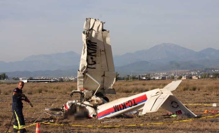 Antalya’nın Manavgat ilçesinde Cessna 150 tipi eğitim uçağının düşmesi sonucu
