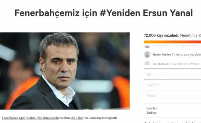 Fenerbahçeli taraftarlar, Teknik Direktör Ersun Yanal’ın takımın başına gelmesi için
