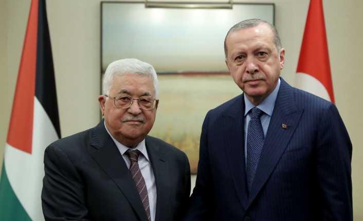 Cumhurbaşkanı Recep Tayyip Erdoğan, Filistin Devlet Başkanı Mahmud Abbas ile