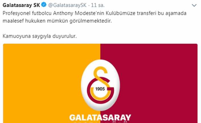 Galatasaray, Fransız forvet Anthony Modeste ile anlaşmanın bu aşamada hukuken