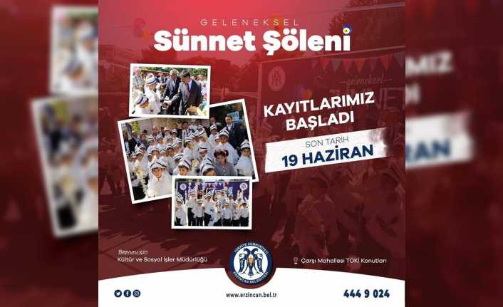 Erzincan Belediyesi "Geleneksel Toplu Sünnet Şöleni" için kayıtlar başladı