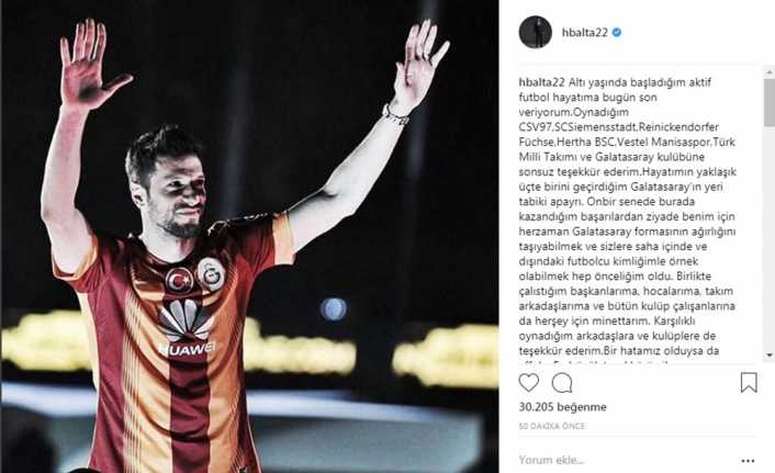 11 yıldır Galatasaray formasını giyen Hakan Balta, futbolu bıraktığı açıkladı.
