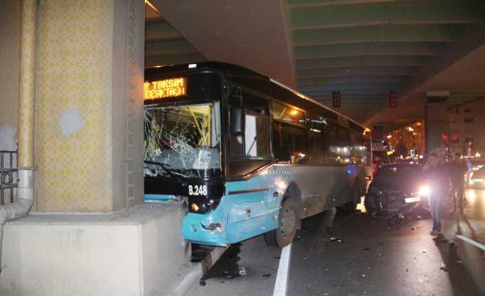 Mecidiyeköy’de özel halk otobüsü ilk olarak U dönüşü yapan otomobile,