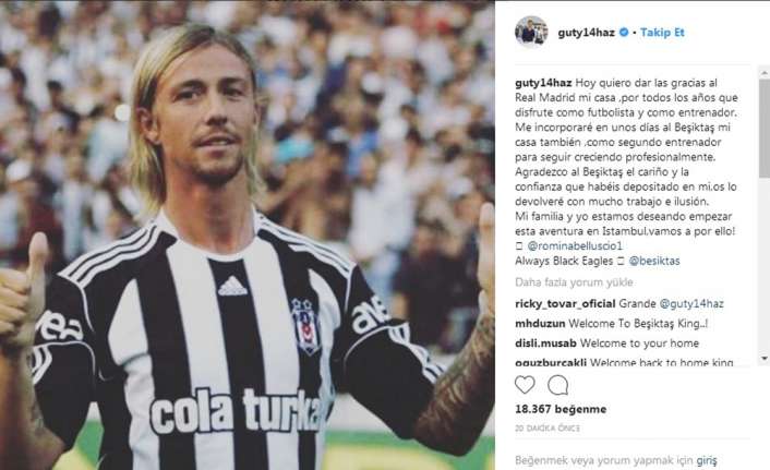 İspanyol Antrenör Guti Hernandez, Beşiktaş’ta Teknik Direktör Şenol Güneş’in ekibinde