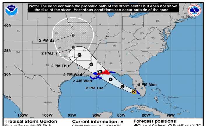 Tropikal Gordon Fırtınası, ABD Körfezi Kıyısı’na doğru ilerlerken, Louisiana ve