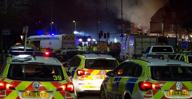  İngiliz polisi Leicester kent merkezinde bir binada meydana gelen