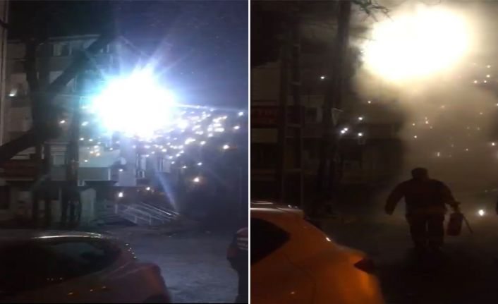 İstanbul Sultangazi’de yanan elektrik kablolarından kıvılcımların sıçraması sonucu yaşanan patlamalar