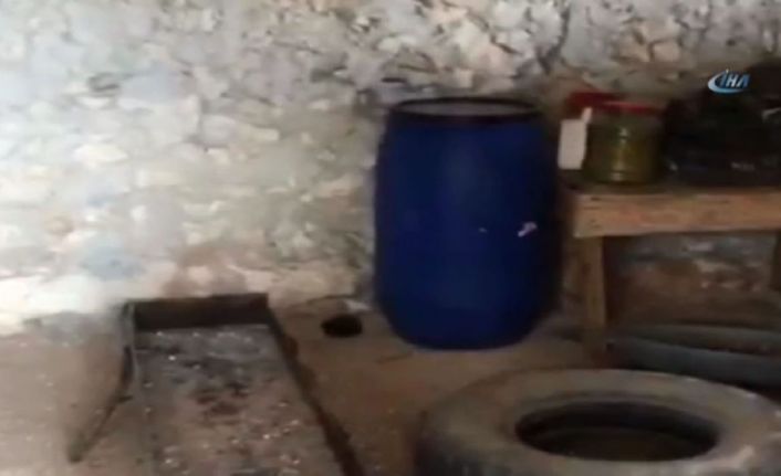 Afrin’de PKK/PYD’l, teröristlerin mühimmat deposu görüntülendi.