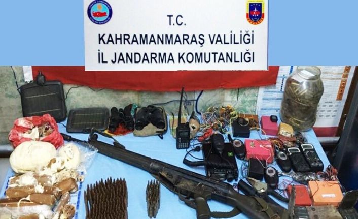 Kahramanmaraş’ta düzenlenen terör operasyonunda bir sığınakta silah ve mühimmat ele