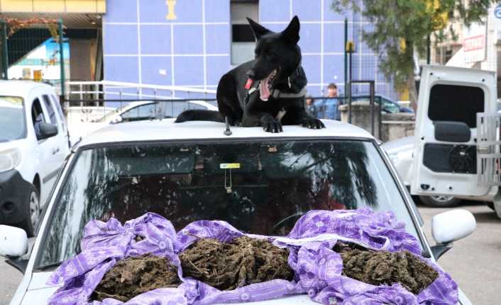 Kahramanmaraş’ta bir otomobilde yapılan aramada motor kaputu altına gizlenmiş 8