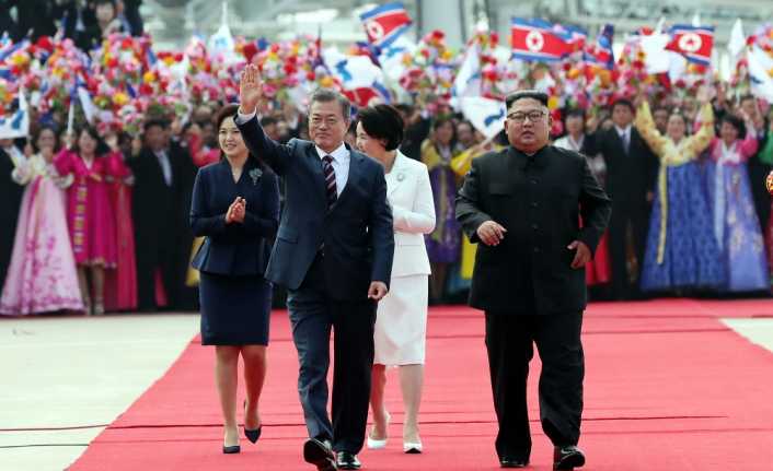Güney Kore Devlet Başkanı Moon Jae-in ve Kuzey Kore lideri