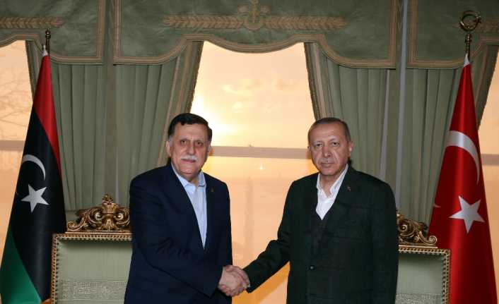 Cumhurbaşkanı Recep Tayyip Erdoğan, Libya Başkanlık Konseyi Başkanı Fayez Mustafa