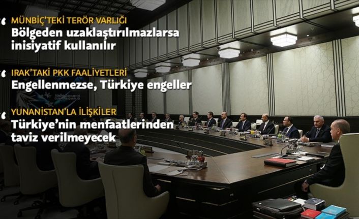 MGK bildirisinde, Münbiç'teki teröristlerin bölgeden uzaklaştırılması gerektiği, aksi takdirde Türkiye'nin