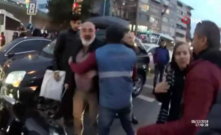 İstanbul Şişli’de kırmızı ışıkta geçtiği iddia edilen cipin sürücüsü, eşiyle
