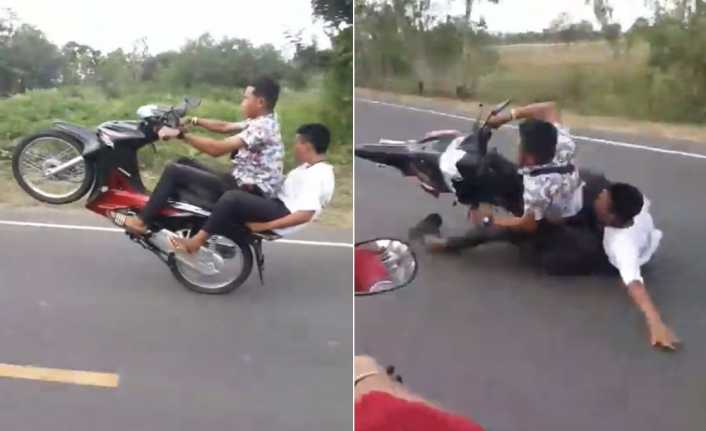 Tayland’da motosikletli şov kötü bitti.