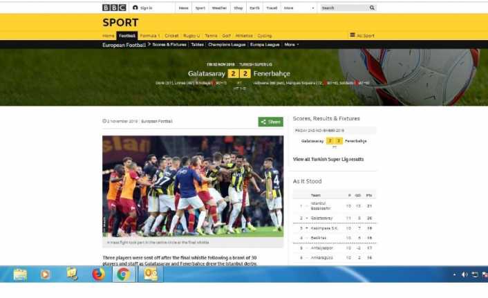 Galatasaray ile Fenerbahçe arasında oynanan olaylı derbi, Avrupa basınında da