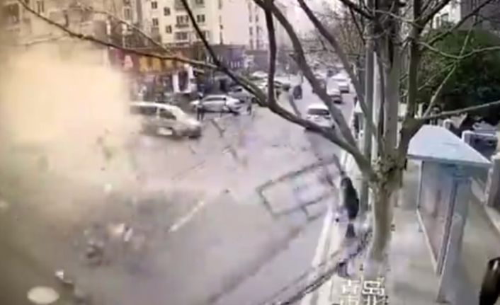 Çin’in Qingdao şehrinde bir restoranda yaşanan korkunç patlama güvenlik kamerasına