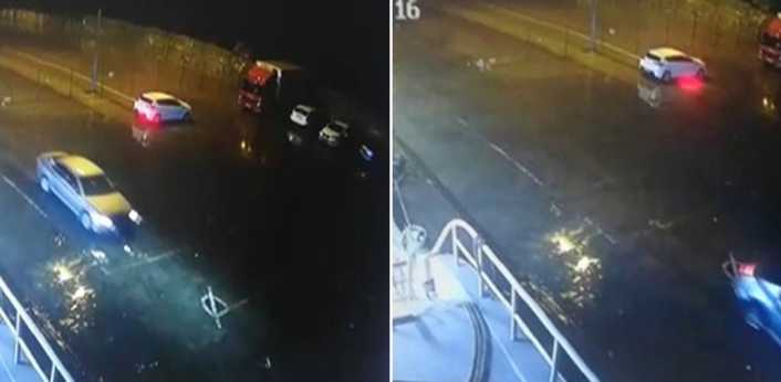 Bartın’da limanda kontrolden çıkan otomobil denize düştü. 