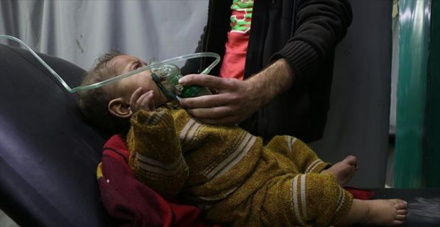 Suriye'nin başkenti Şam'da Esed rejiminin ablukasındaki Doğu Guta'da kimyasal silah