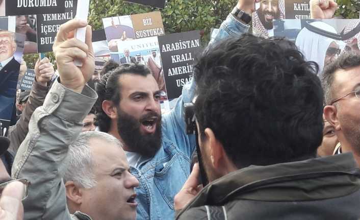 Suudi Arabistan İstanbul Başkonsolosluğu önünde toplanan Zeynebiye Hareketi Gençlik Platformu