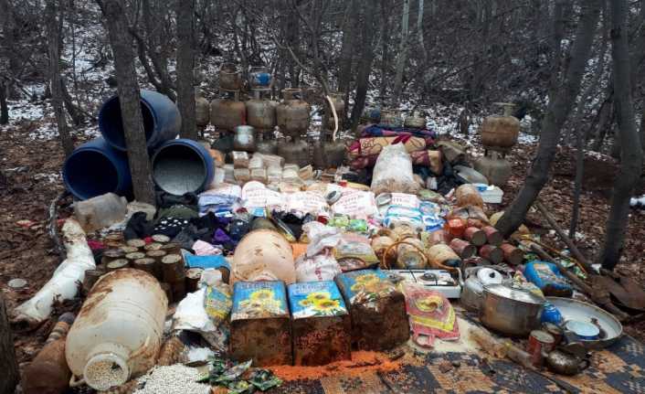 Bingöl kırsalında terör örgütü PKK’lı teröristlerin kış üstlenmesi için hazırladığı