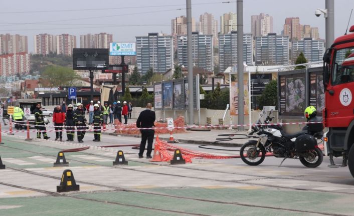 Kocaeli’nin İzmit ilçesinde elektrik hattı çalışmaları sırasında doğalgaz ana hattı