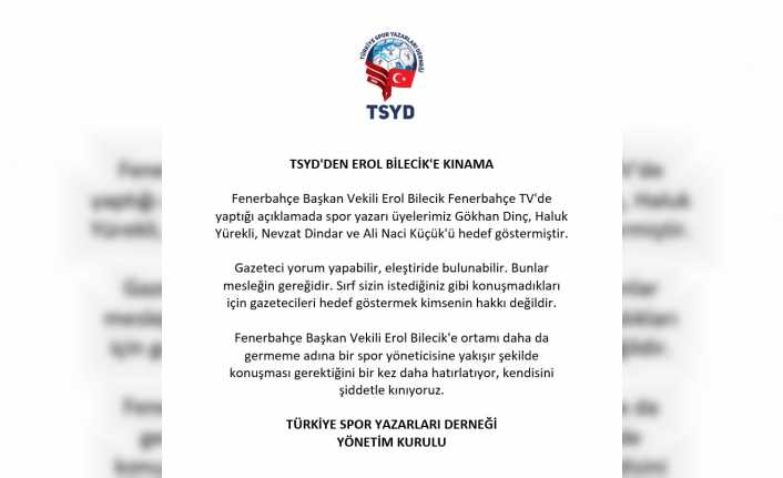 Türkiye Spor Yazarları Derneği Yönetim Kurulu tarafından sert kınama mesajı