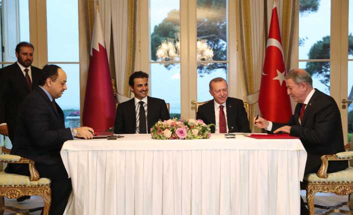 Cumhurbaşkanı Recep Tayyip Erdoğan ve Katar Emiri Şeyh Temim Bin