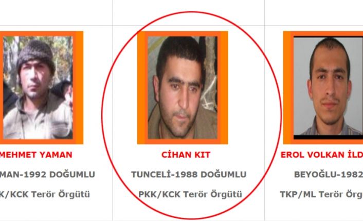 Tunceli’nin Pülümür ilçesi kırsalında öldürülen 7 teröristten birinin turuncu listede