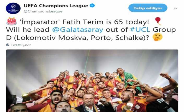 UEFA, Şampiyonlar Ligi’nin sosyal medya hesabından Galatasaray Teknik Direktörü Fatih