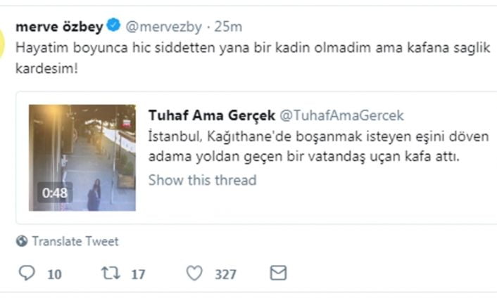 Kağıthane’de sokak ortasında eşini döven adama ünlülerden de tepki geldi.