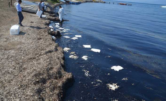 İzmir’in Foça ilçesinde, denizde meydana gelen ağır yakıt türü araştırılırken,