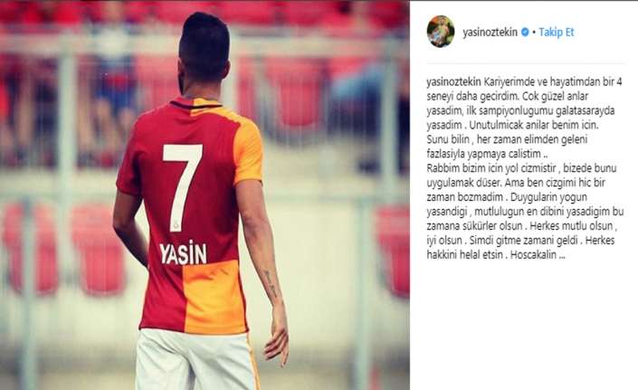 Galatasaray’da sözleşmesi sona eren Yasin Öztekin, sosyal medya hesabı üzerinden