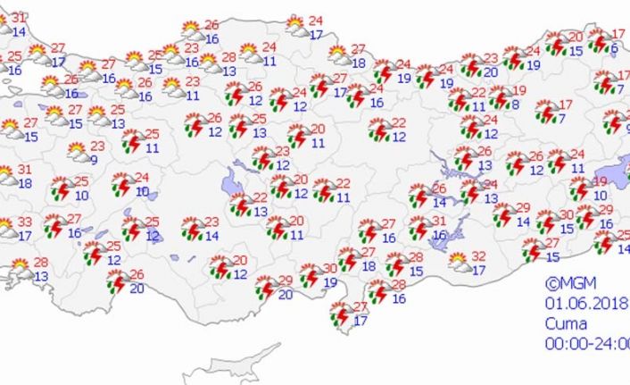 Meteoroloji Genel Müdürlüğü tarafından yapılan son değerlendirmelere göre, yurtta hava