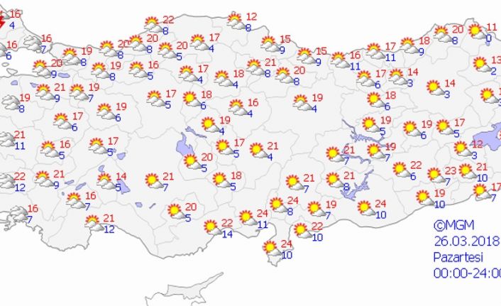 Yapılan son değerlendirmelere göre, yurtta bugün hava durumu şöyle.