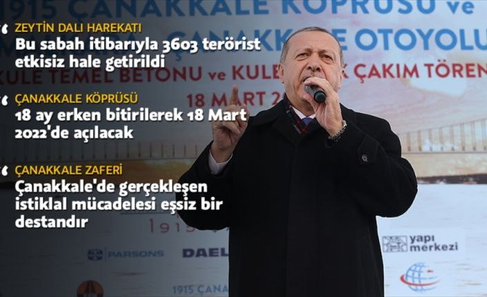 Cumhurbaşkanı Recep Tayyip Erdoğan, "Zeytin Dalı Harekatı'nda bu sabah itibarıyla