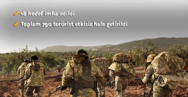  Türk Silahlı Kuvvetlerince, Zeytin Dalı Harekatı kapsamında 790 teröristin