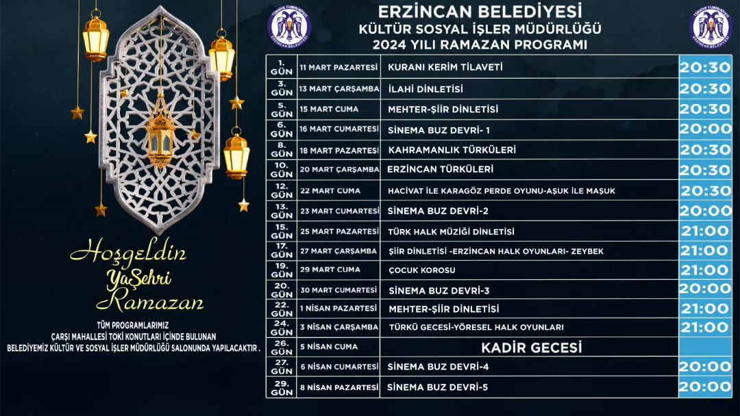 11 Mart 2024 - 08 Nisan 2024 tarihleri arasında Ramazan
