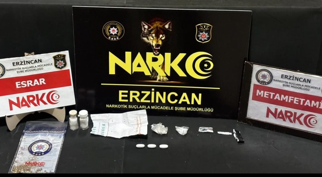 Erzincan İl Emniyet Müdürlüğü Narkotik Suçlarla Mücadele Şube Müdürlüğü ekiplerince
