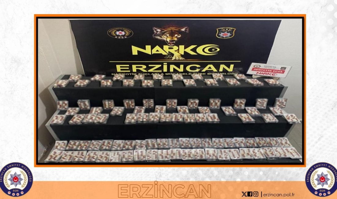 Erzincan İl Emniyet Müdürlüğü, Narkotik Suçlarla Mücadele Şube Müdürlüğü ekiplerince