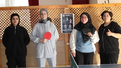 Terzi Baba Yurdu Yurt Ligi masa tenisi seçmeleri ile öğrencileri