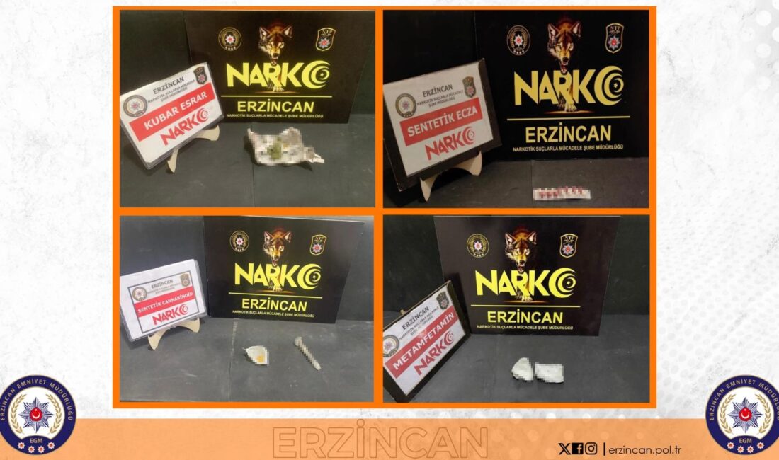 Erzincan’da uyuşturucu ticareti yapmak suçundan 4, uyuşturucu kullanmaktan 3 şüpheli
