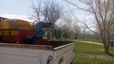 Erzincan Belediyesi mücavir alanları içerisinde larva ilaçlaması çalışmaları devam ediyor.
